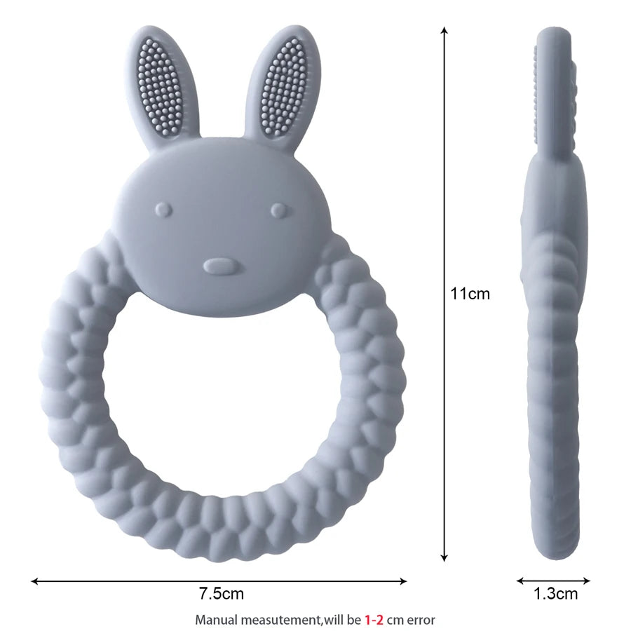 1st Babybitring silikonleksak BPA-fri tecknad kanin Amningsbarnspresenter Baby Hälsa Molar Tugga Nyfödd Tillbehör Leksak